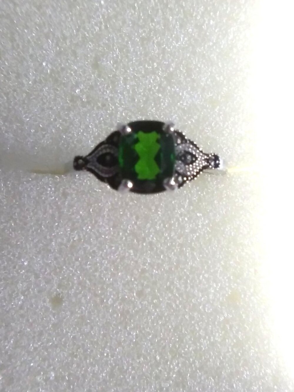 Chrome Diopside w/ Marcasite Accents Silver Ring